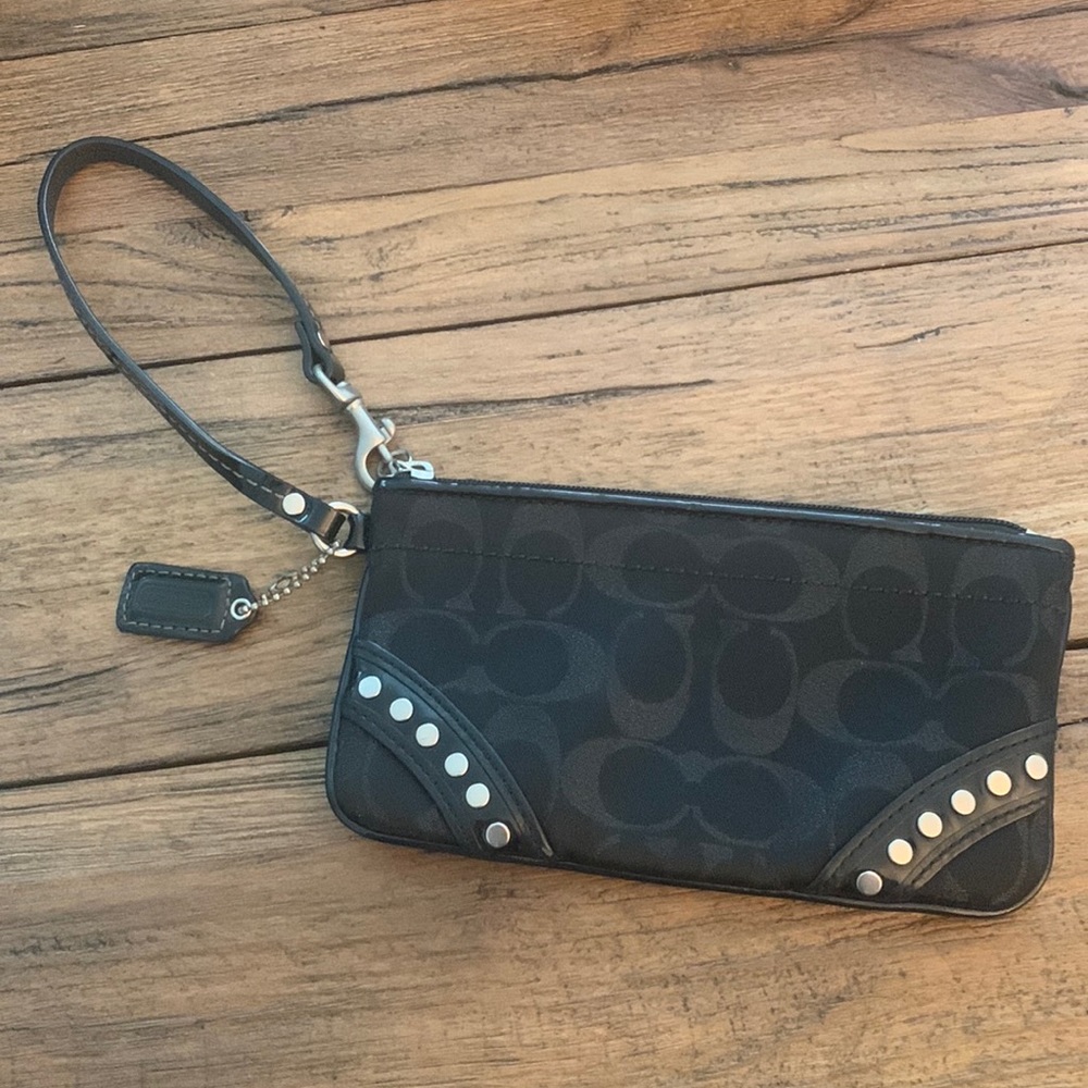 Coach black wristlet with studs